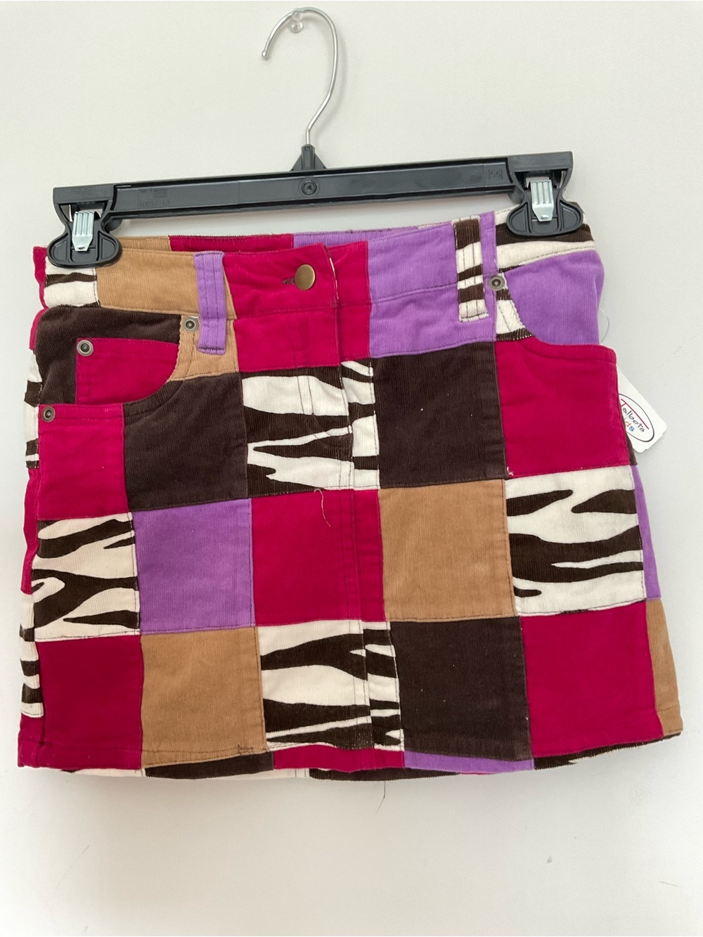 Talbots Kids Patchwork Corduroy Skirt in Pink, Purple, Brown Size 7 (NWT)